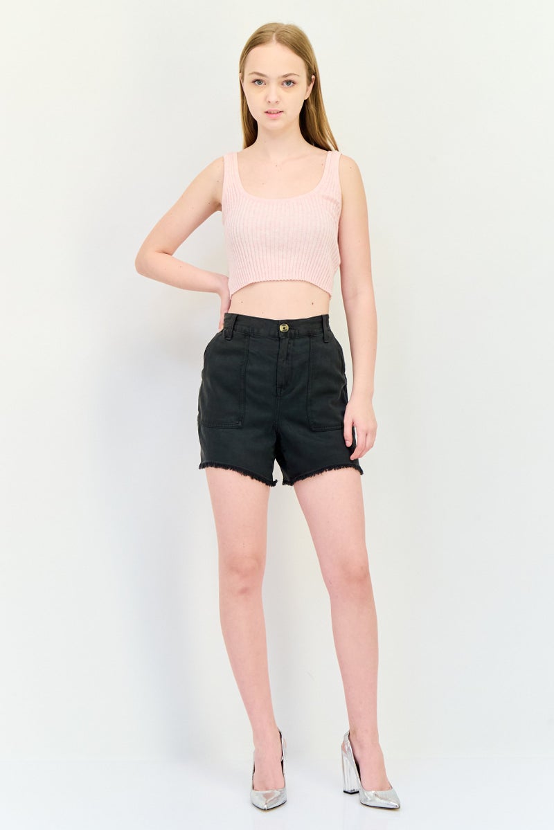 Aerie Women Washed Denim Shorts, Black - Image 4